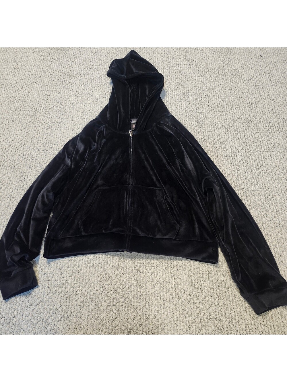 Victoria's Secret Black Velour Zip Hoodie Size Large